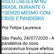 Investimentos de risco crescem no Brasil durante 1SEM20 mesmo com crise e pandemia